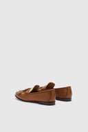 College vintage-effect shearling leather loafers with tassels