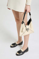 Mocassins College noirs en cuir de mouton effet vintage avec pampilles