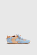 Winner sneakers in denim-print suede and vintage-effect shearling
