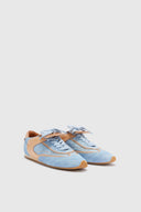 Winner sneakers in denim-print suede and vintage-effect shearling