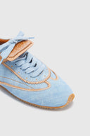 Winner sneakers in denim-print suede and vintage-effect shearling