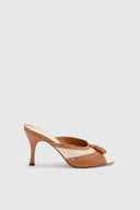 Mule open toe en peau de mouton vintage bicolore