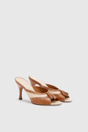 Mule open toe en peau de mouton vintage bicolore