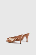 Mule open toe en peau de mouton vintage bicolore