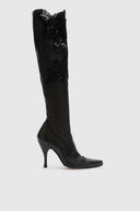 Stivale over-the-knee in nappa stretch con pizzo couture