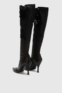 Stivale over-the-knee in nappa stretch con pizzo couture