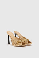 Gold Glitter Leather Mule