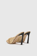 Gold Glitter Leather Mule