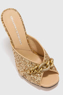 Gold Glitter Leather Mule