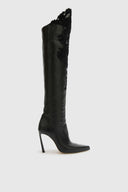 High Leather Boots with Couture Lace Detail