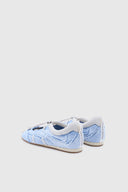 Ballerina Sneaker in Lino e Cotone Denim con Dettagli Raw-Cut