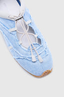 Ballerina Sneaker in Lino e Cotone Denim con Dettagli Raw-Cut