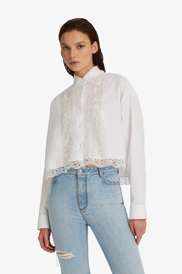 Embroidered cropped shirt