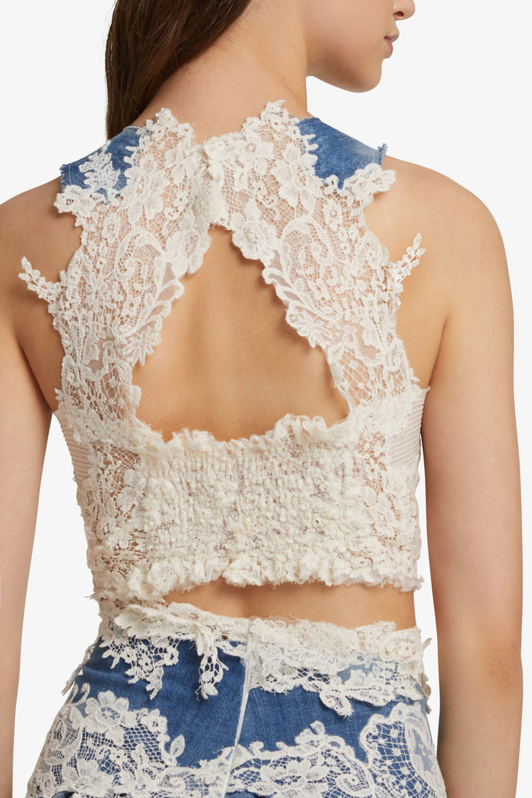 Denim and lace top