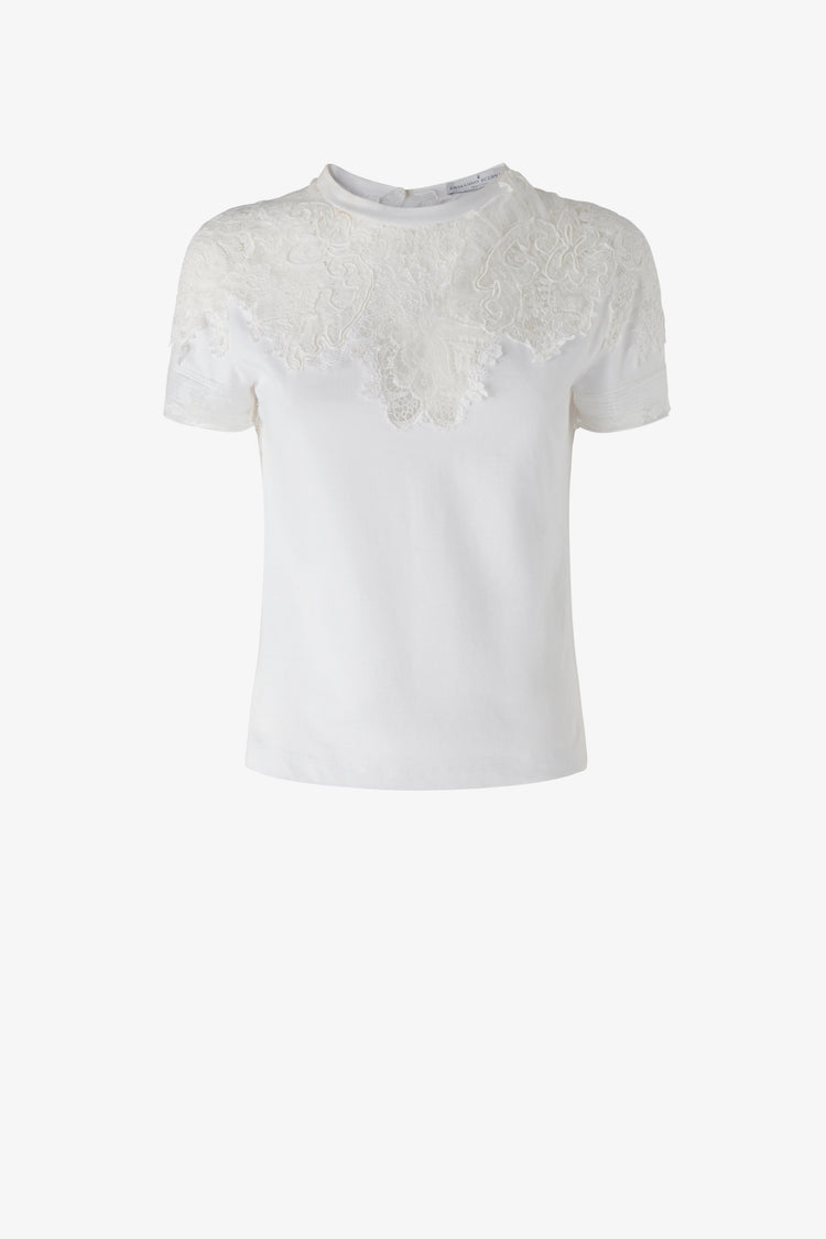 Cotton and lace T-shirt