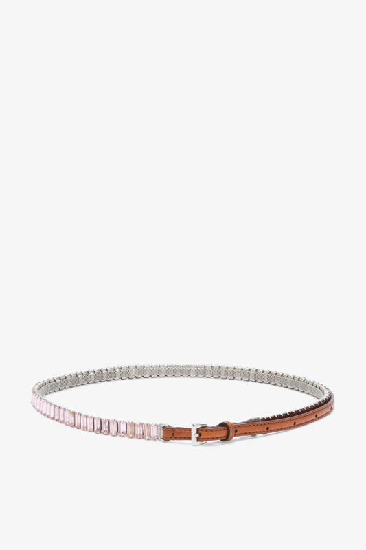 Crystal-adorned thin belt