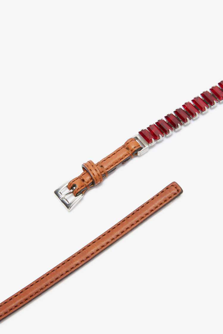 Crystal-adorned thin belt