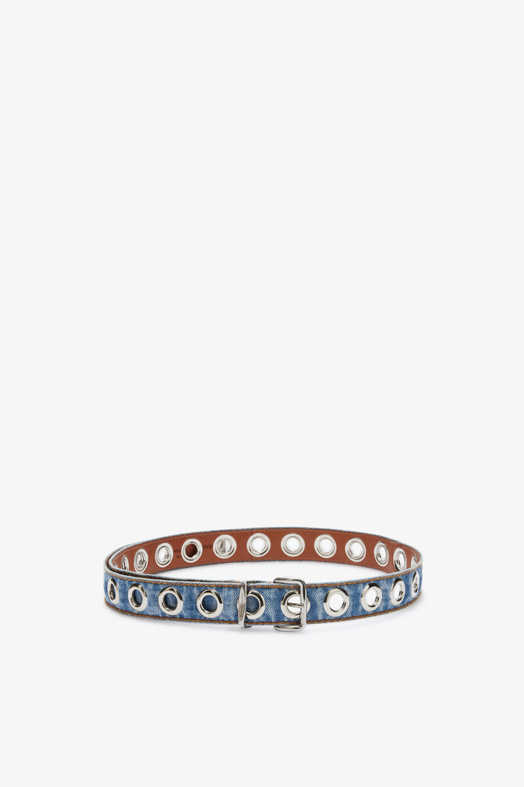 Studded denim belt