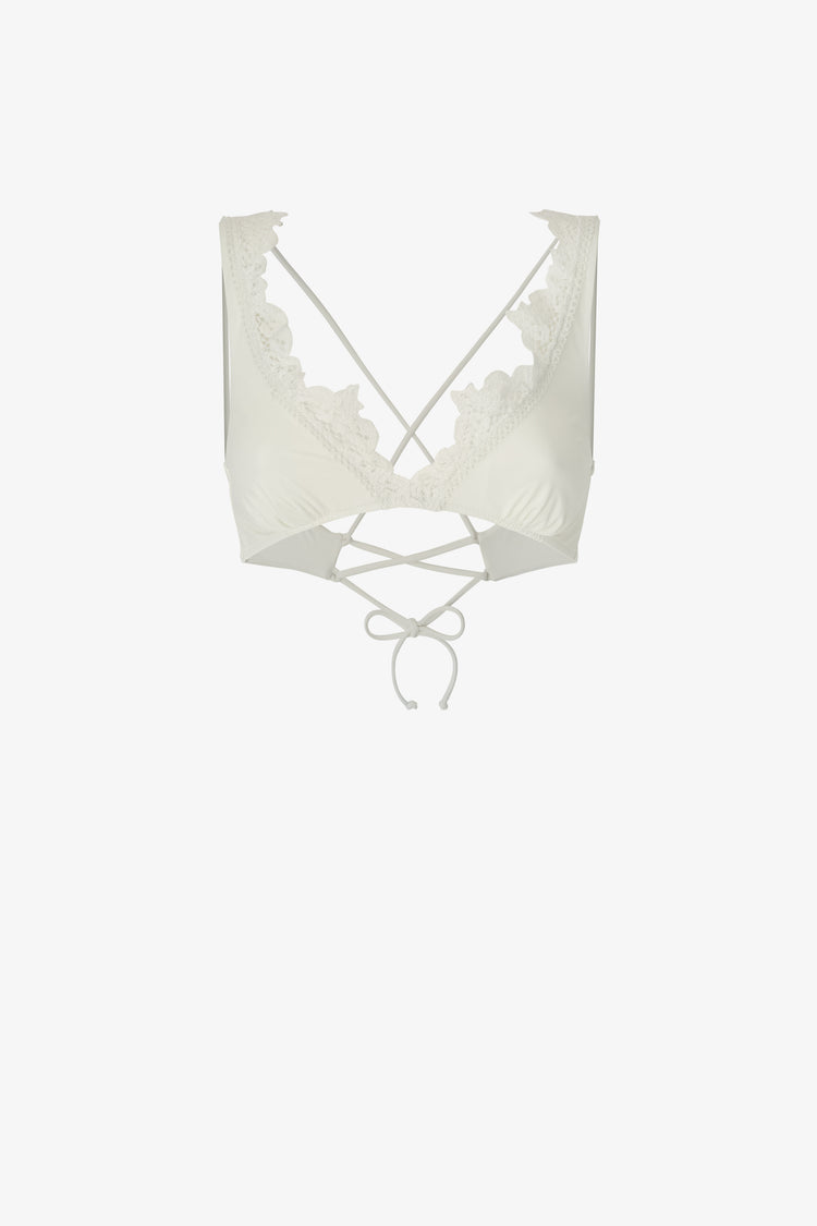 Lace triangle bikini top