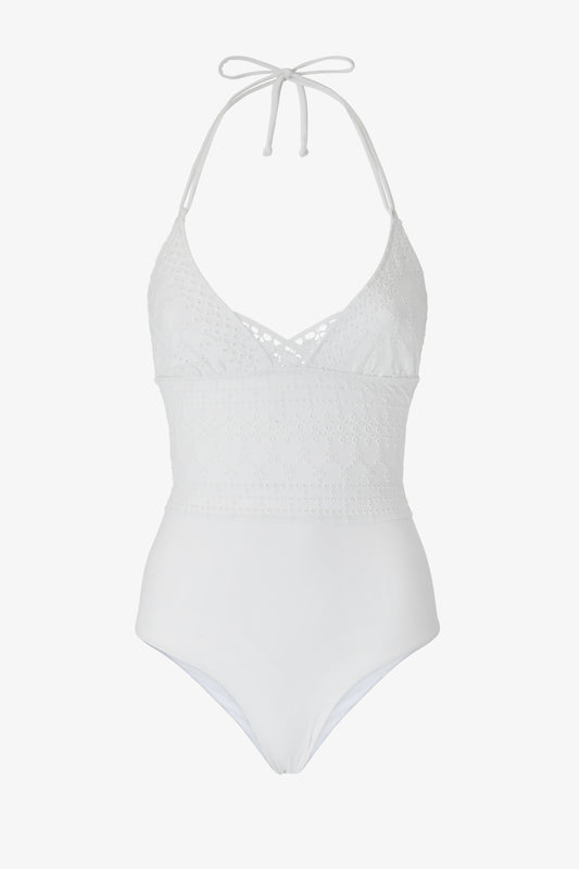 Broderie anglaise one-piece swimsuit