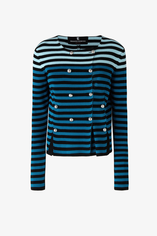 Striped double-breasted cardigan