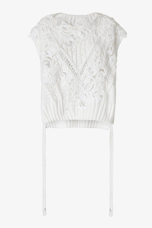 Lace-detailed sweater with cut-outs