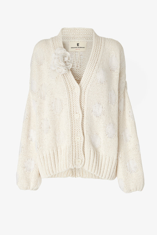 Knit cardigan with rose detail