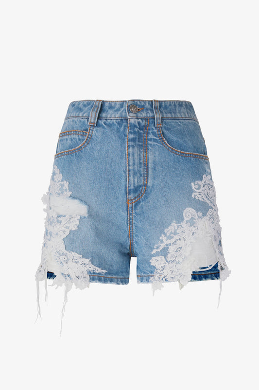 Short en denim avec dentelle