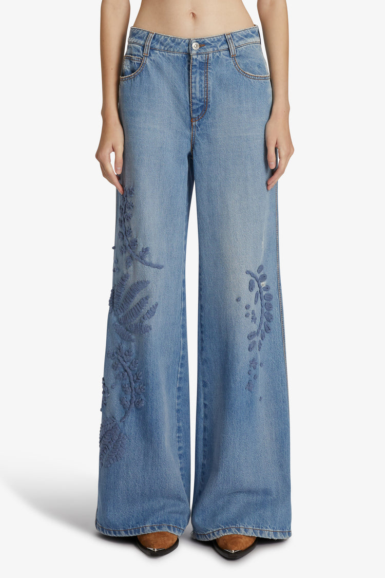 Embroidered palazzo jeans