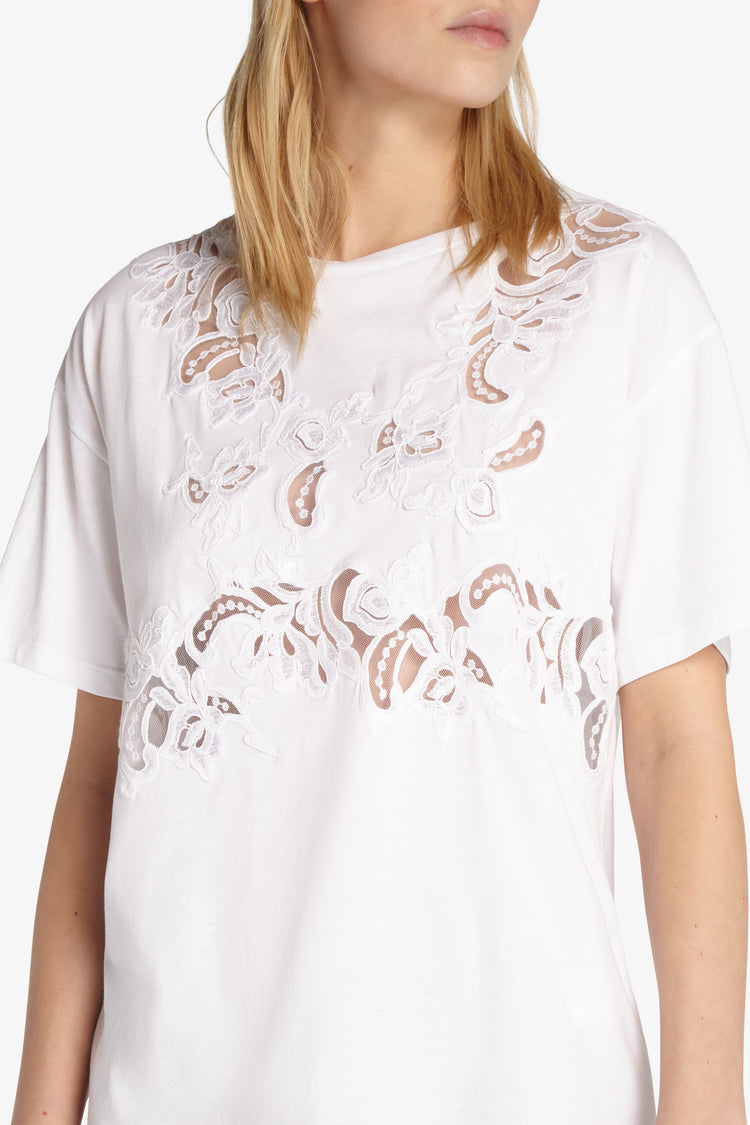 Lace-adorned T-shirt