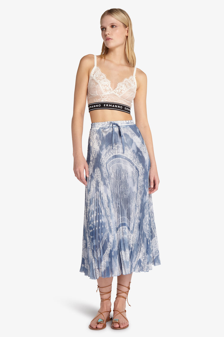 Pleated printed skirt