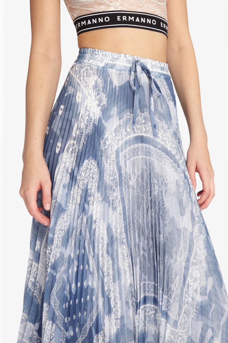 Pleated printed skirt