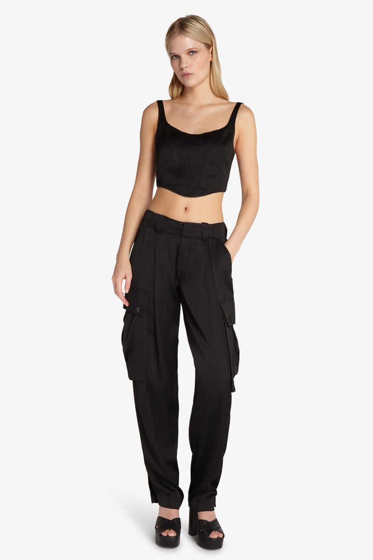 Satin cargo trousers