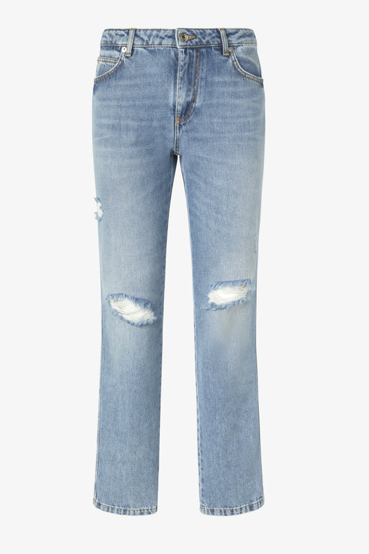 Straight-fit ripped jeans