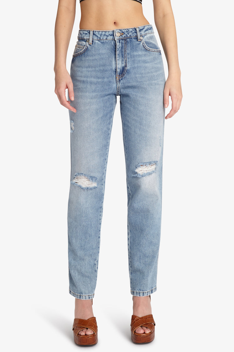 Jeans dritti con strappi